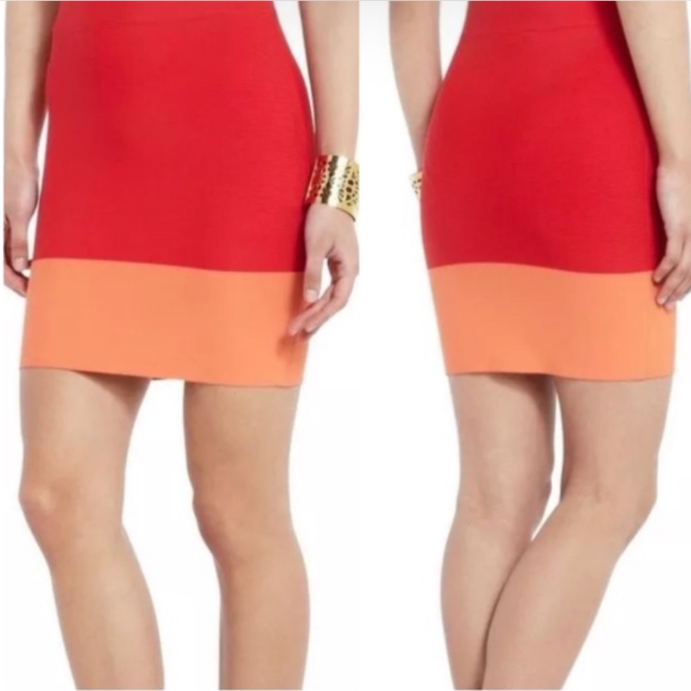 BCBG red and orange bandage skirt. Worn once!